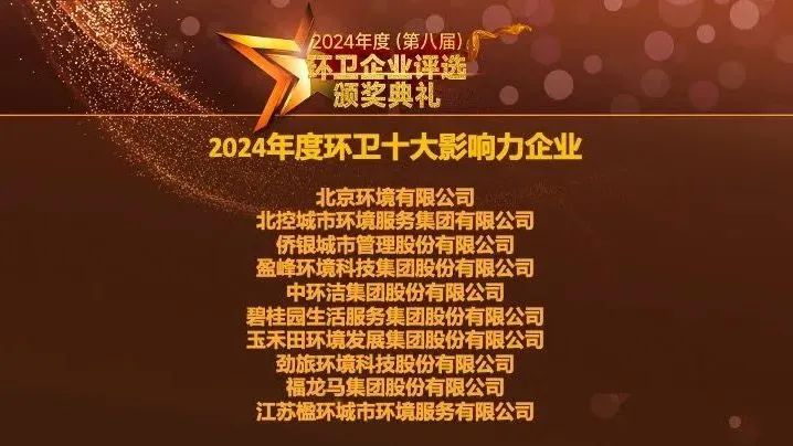 连续五年登榜丨尊龙凯时人生就是搏环境荣膺“2024年度环卫十大影响力企业”